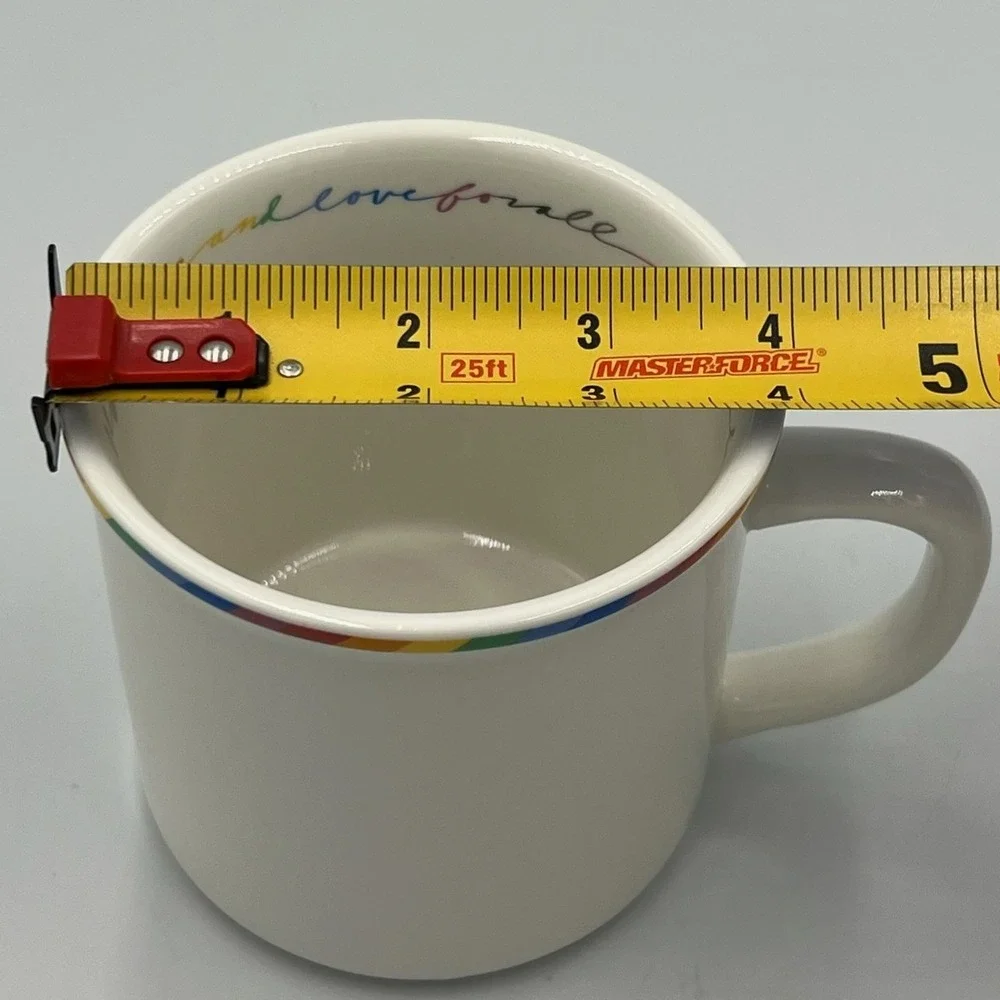 Pottery Barn Trevor Project Pride Mug White Rainbow Rim 2982946 New